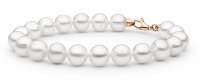 Klassisch-elegantes Perlenarmband weiß rund 8-9 mm, 19 cm, Designverschluss 14K Roségold, Gaura Pearls, Estland