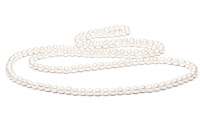Klassische lange Perlenkette weiß rund 7.5-8 mm, 120 cm, Gaura Pearls, Estland