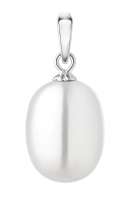 Perlenanhänger einzeln weiß 9-9.5 mm, Öse 4x3 mm, 925er rhodiniertes Silber, Gaura Pearls, Estland