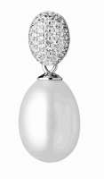 Perlenanhänger einzeln weiß 9-9.5 mm, Öse 3x2 mm, Zirkonia, 925er rhodiniertes Silber, Gaura Pearls, Estland