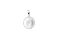 Perlenanhänger einzeln weiß barock 14 mm, Öse 5x2.5mm, 925er rhodiniertes Silber, Gaura Pearls, Estland