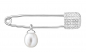 Preview: Brosche Nadel weiß 6-6.5 mm, tropfen mit Zirkonia, 925er rhodiniertes Silber, Gaura Pearls, Estland