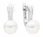 Mobile Preview: Casual Perlenohrring weiß rund , Englischer Verschluss, 925er Silber, Gaura Pearls, Estland
