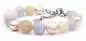 Mobile Preview: Design Edelstein Perlenarmband Achat Nephrit Perlen barock und reisförmig mehrfarbig, 20 cm, Stahl-Verschluss