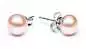 Preview: Klassischer Perlenohrstecker rosa rund 6.5-7 mm, Sicherheitsverschluss 925er Silber, Gaura Pearls, Estland