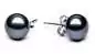 Mobile Preview: Klassischer Perlenohrstecker schwarz rund 8.5-9 mm, Sicherheitsverschluss 925er Silber, Gaura Pearls, Estland