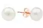 Mobile Preview: Klassischer Perlenohrstecker weiß rund 8.5-9.5 mm, 14KT Roségold, Sicherheitsverschluss, Gaura Pearls, Estland