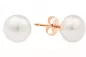 Preview: Klassischer Perlenohrstecker weiß rund 9.5-10 mm, 14KT Roségold, Sicherheitsverschluss, Gaura Pearls, Estland