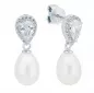 Preview: Elegante Perlenohrstecker mit hängender Perle in Tropfenform weiß 7-7.5 mm, Zirkonia, 925er Silber, Gaura Pearls, Estland Preview: Elegante Perlenohrstecker mit hängender Perle in Tropfenform weiß 7-7.5 mm, Zirkonia, 925er Silber, Gaura Pearls, Estland