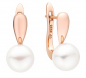 Preview: Eleganter Perlenohrring Roségold 585 plattiert (1 Mik) rund weiß 9-9.5 mm, Engl. Verschluß, Gaura Pearls, Estland