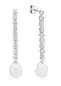 Preview: Eleganter Perlenohrring Steckverschluss lang weiss rund 8-8.5 mm, Zirkonia, 925er Silber, Gaura Pearls, Estland
