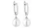 Mobile Preview: Eleganter Perlenohrring hängend weiße rund mit Zirkonia an der Aufhängung