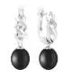 Mobile Preview: Eleganter Perlenohrring hängend schwarzer Perle reisförmig 8-8.5 mm