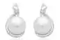 Preview: Eleganter Perlenohrring weiß rund 10-10.5 mm, Zirkoniabogen, Englischer Verschluss, 925er Silber, Gaura Pearls, Estland