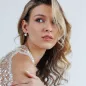 Preview: Eleganter Perlenohrring rosa button 8.5-9 mm, Zirkoniabogen, Englischer Verschluss, 925er Silber, Gaura Pearls, Estland Bild 2