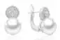 Preview: Eleganter Perlenohrring weiß rund 8.5-9 mm, Zirkonia, Englischer Verschluss, 925er Silber, Gaura Pearls, Estland