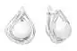 Mobile Preview: Eleganter Perlenohrring weiße rund 8.5-9 mm, Zirkonia, Englischer Verschluss, 925er Silber, Gaura Pearls, Estland