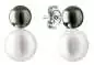 Mobile Preview: Eleganter Perlenohrstecker weiß reisförmig 9-9.5 mm, Onyx schwarz, 925er Silber Sich.verschluss, Gaura Pearls, Estland