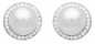 Preview: Eleganter Perlenohrstecker weiß rund 9-10 mm, Zirkonia, 925er Silber Sicherheitsverschluss, Gaura Pearls, Estland