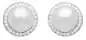 Mobile Preview: Eleganter Perlenohrstecker weiß rund 9-10 mm, Zirkonia, 925er Silber Sicherheitsverschluss, Gaura Pearls, Estland