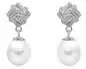 Mobile Preview: Eleganter Perlenohrstecker weiß tropfen 8-8.5 mm, Zirkonia, Sicherheitsverschluss 925er Silber, Gaura Pearls, Estland