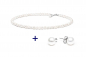 Preview: Perlenschmuck Set - Klassisch elegant - Perlenohringe weiß und Perlenkette weiß Bild 1