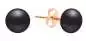 Preview: Klassischer Perlenohrstecker schwarz rund 7.5-8 mm, 14KT Rosé Gold Sicherheitsverschluss, Gaura Pearls, Estland