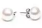 Preview: Klassischer Perlenohrstecker weiß 9-10 mm, Button, 925er Silber Sicherheitsverschluss, Gaura Pearls, Estland