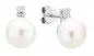 Preview: Moderner Perlenohrstecker weiss button mit Zirkonia 9-9.5 mm, 925er Silber, Gaura Pearls, Estland