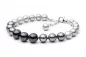 Preview: Perlenarmband "Shades of Grey" (grau bis schwarz) rund 7-10 mm, 18,5 cm Länge, Silber mit Perle, Gaura Pearls, Estland