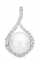 Preview: Perlenanhänger einzeln weiß button 8.5-9 mm, Zirkonia, Öse 4.5x2.4 mm, 925er rhodiniertes Silber, Gaura Pearls, Estland
