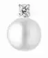 Preview: Perlenanhänger einzeln weiß rund 9-9.5 mm, 925er rhodiniertes Silber, Gaura Pearls, Estland