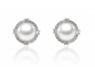 Preview: Perlenohrstecker weiß rund 9.5-10 mm, Zirkonia, 925er Silber Sicherheitsverschluss, Gaura Pearls, Estland