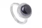 Preview: Ring schwarze Perle mit Zirkonia 925er rhodiniertes Silber