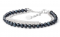 Preview: Perlenarmband schwarz Silberkette und Zirkonia 17 cm SK19224B_B