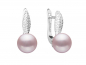 Preview: Casual Perlenohrring lavendel rund 8.5-9 mm, Zirkonia, Englischer Verschluss, Gaura Pearls, Estland
