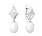 Preview: Eleganter Perlenohrring weiß tropfen 8-8.5 mm, Zirkonia, Englischer Verschluss, 925er Silber, Gaura Pearls, Estland