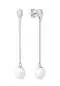 Preview: Eleganter Perlenohrstecker hängend lang weiß tropfen 7.5-8.5 mm, 925er Silber, Gaura Pearls, Estland