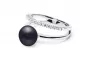Preview: Eleganter Perlenring mit schwarzer Perle und parallelem Zirkoniaring, 925er rhodiniertes Silber, Gaura Pearls, Estland Preview: Eleganter Perlenring mit schwarzer Perle und parallelem Zirkoniaring, 925er rhodiniertes Silber, Gaura Pearls, Estland