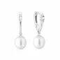 Preview: Gaura Pearls Ohrhänger mit weißen Süßwasserzuchtperlen und Zirkonia