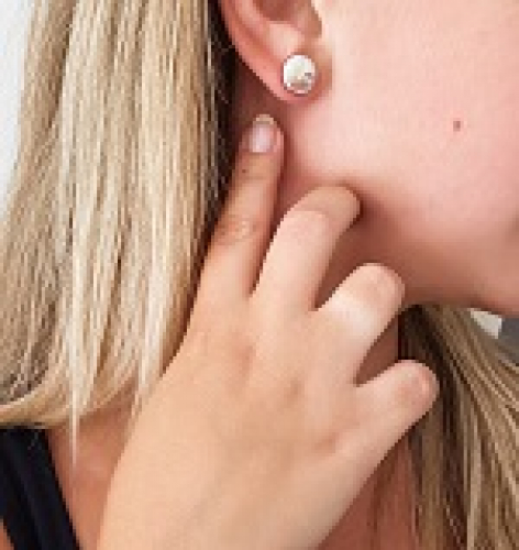 Moderner Perlenohrstecker lavendel barock 11-12 mm, 925er Silber Sicherheitsverschluss, Gaura Pearls, Estland Bild 2