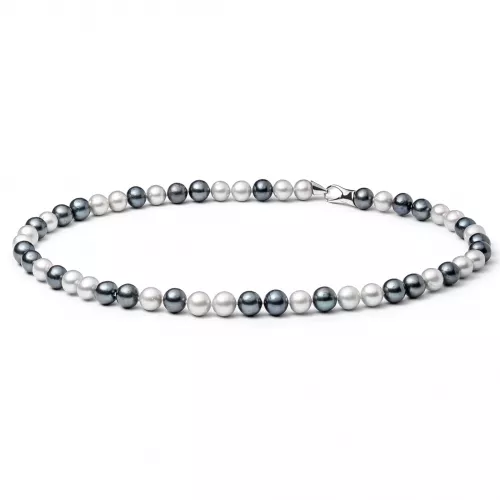 Gaura Pearls Perlenkette - bunt, rund, 50 cm, 925 Silber