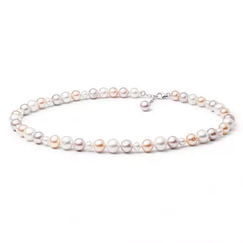 Gaura Pearls Perlenkette - mehrfarbig, 45-48 cm, 925 Silber