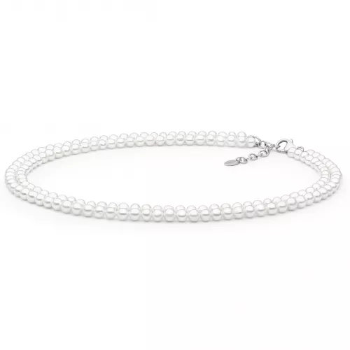 Gaura Pearls Perlencollier - weiss, rund, 39-42 cm, 925 Silber