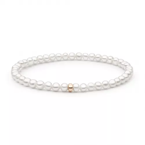 Modernes Perlenarmband weiß 14K Roségold plattiertem 925er Silber, 4-4.5 mm, 17.5 cm, Gaura Pearls, Estland