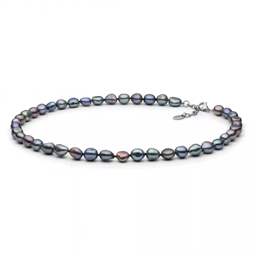 Gaura Pearls Perlenkette - schwarz, 45 cm, Stahl