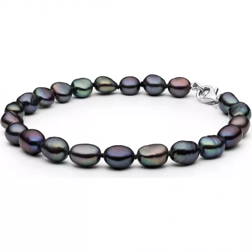Schwarzes Gaura Pearls Perlenarmband mit barocken Süßwasserzuchtperlen, 6-7 mm