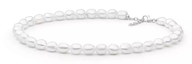 Einzigartige Perlenkette weiß barock 11-12 mm, 45 cm, Gaura Pearls, Estland