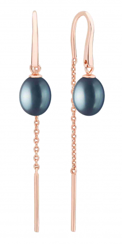 Eleganter Perlenohrhänger schwarz rund, 6.5-7 mm, 925er Silber, Gaura Pearls, Estland