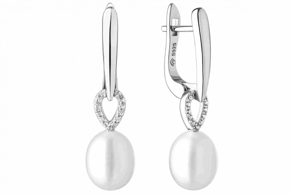 Eleganter Perlenohrring hängend weißer reis